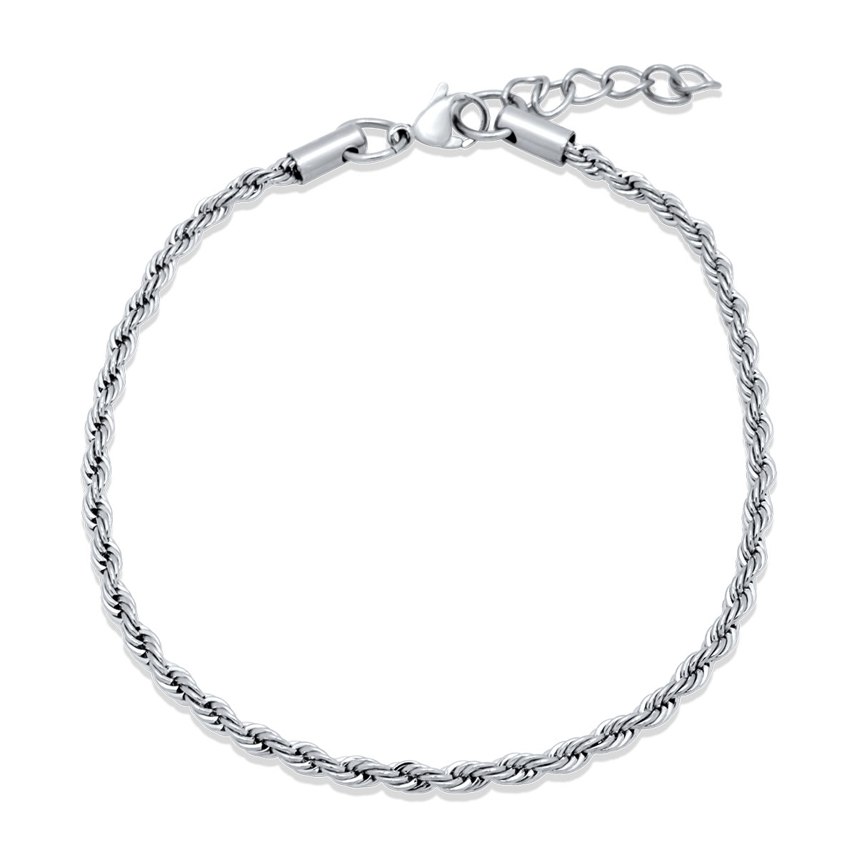 Dennis Rope Silver Bracelet 3MM Βραχιόλι από ανοξείδωτο ατσάλι 316L